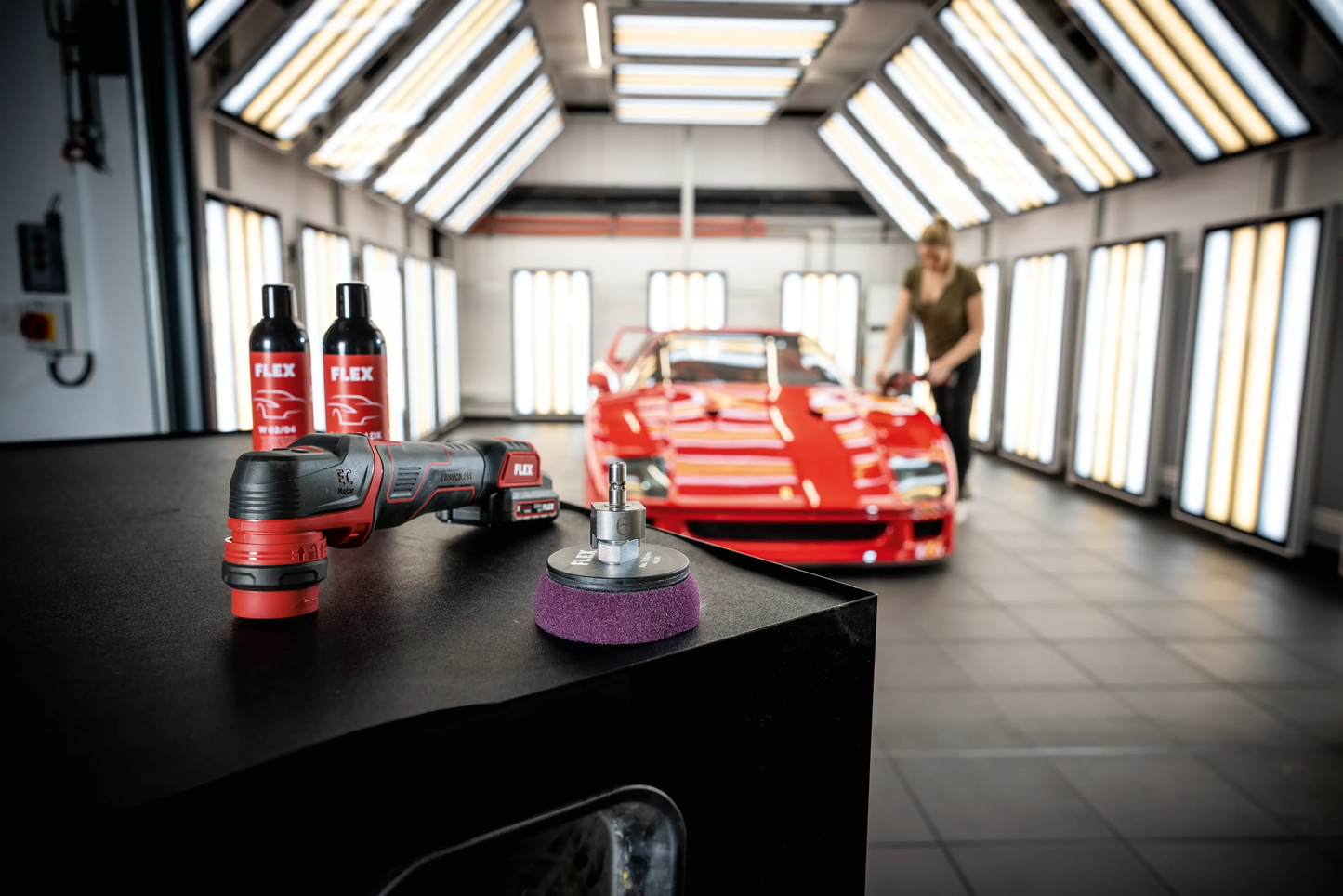 Flex PXE 80 10.8-EC/2.5 Set - The smart cordless polisher 10,8 V, rotary and random orbital free-running