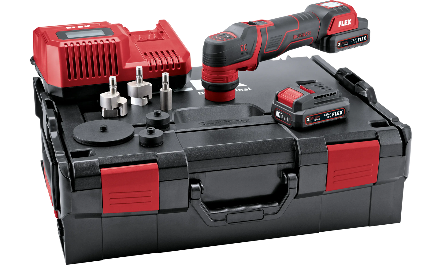 Flex PXE 80 10.8-EC/2.5 Set - The smart cordless polisher 10,8 V, rotary and random orbital free-running