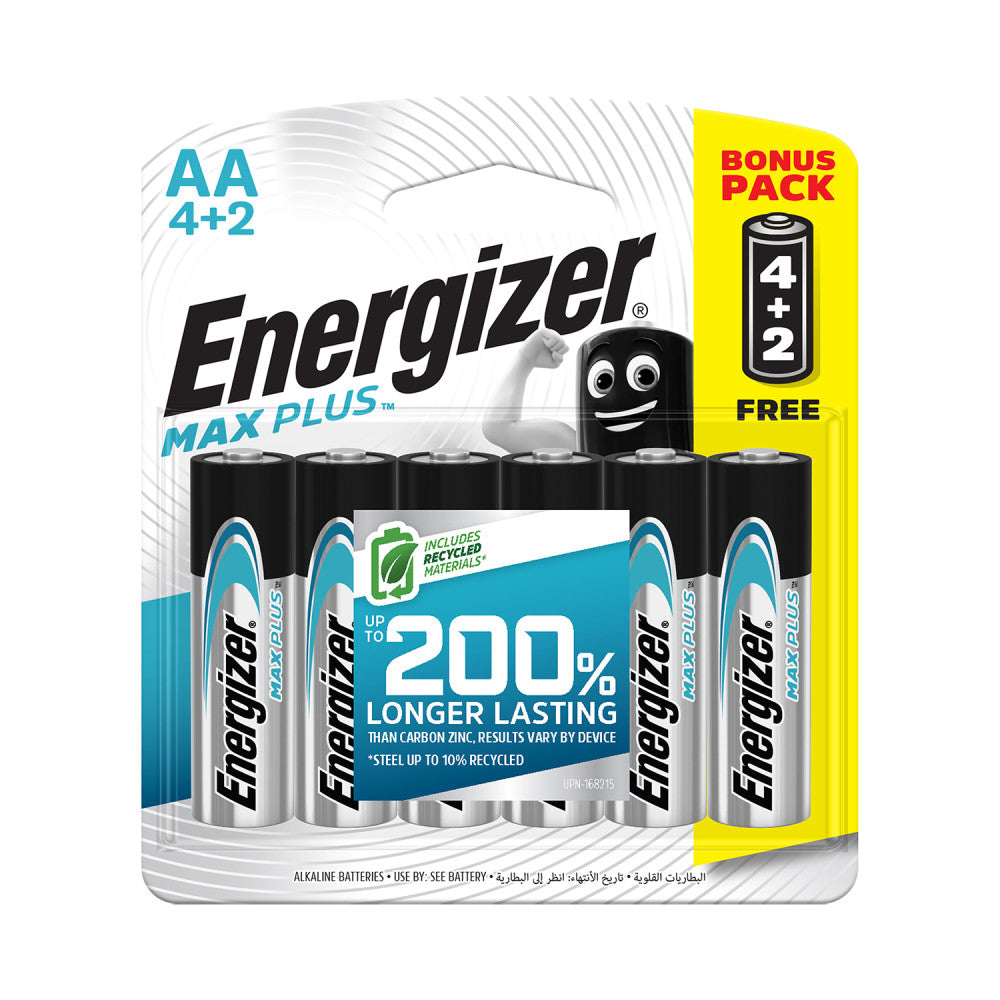 ENERGIZER MAX Plus AA - 6 PACK 4+2 Free